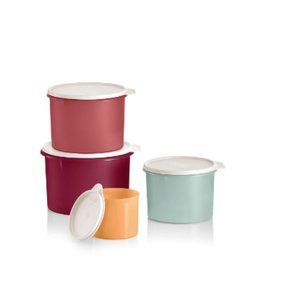 Tupperware Retro Chic Round Stacking Canister Set of 4 Nesting Food Storage